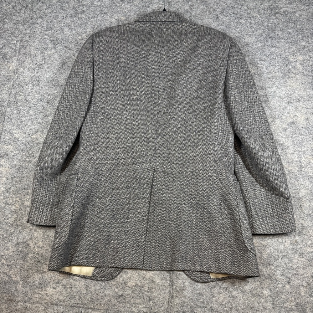 Samuelsohn Grey Herringbone Wool Blazer Sport Coat Size 40R Classic Tailored - Picture 14 of 16